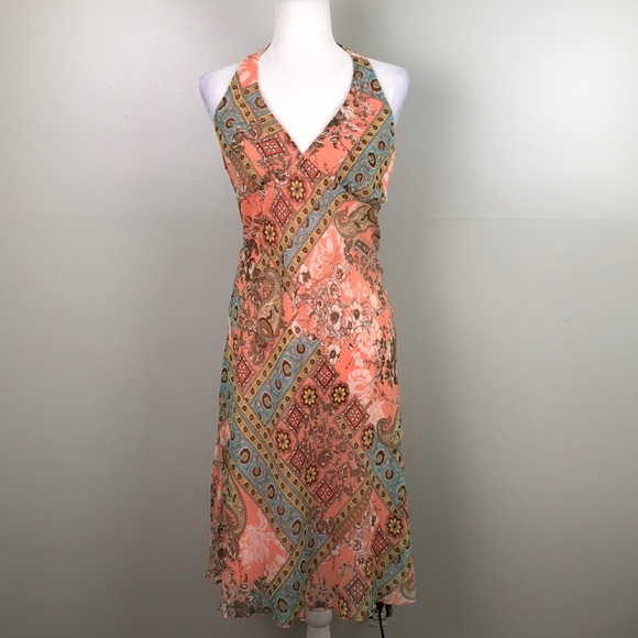 Bisou Bisou Dresses & Skirts - BISOU BISOU Halter V Neck Flowing Midi Dress